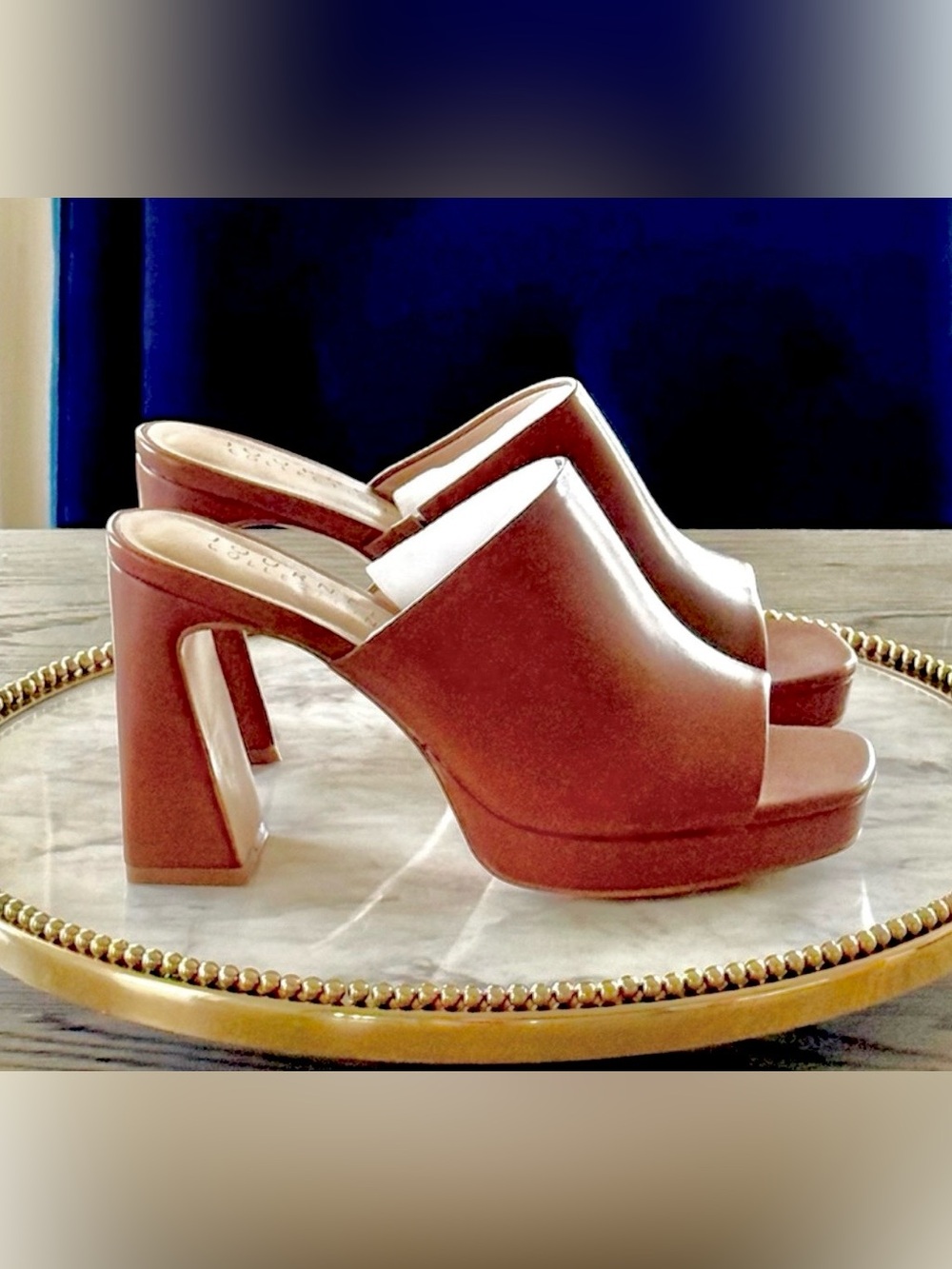 Journee Collection Ezzlynn Platform Mule Heels | Brown | Sz. 8 (NWB)